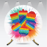 Aperturee - Aperturee Rainbow Pop It Fidget Toy Round Backdrop Kit Colorful Sensory Theme for Kids Birthday Party Photo Booth Decor